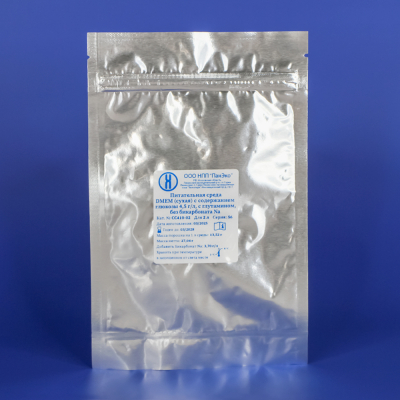 Сухая среда DMEM с глутамином, без бикарбоната Na, содержание глюкозы 4,5 г/л, на 2 л